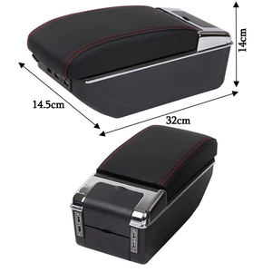 Boîte de console multi-bras universelle pour voiture personnalisée avec porte-gobelet, chargeur USB pour téléphone, rangement à double couche et accoudoir surélevé - Product Image 6