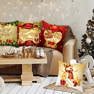 Navidad 2024 Pillowcase 45*45 Peach Skin Cushion Covers Decorative Christmas Pillow Cover Case for Christmas Party Decorations