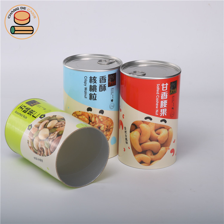 Food Grade Aright Paper Tube Packaging for Pet Food/Nutrition/nuts/Cashew Nuts/melon Seeds Paper Cans with Aluminum Lid