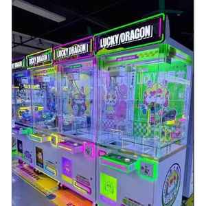 Máquina recreativa de grúa con luz LED Lucky Dragon para niños y adultos, gabinete de juego interactivo para dispensar premios con neón de colores - Product Image 3