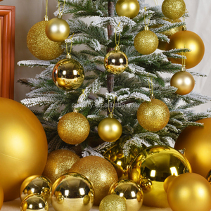 Palla Decorativa di Alta Qualità in Plastica Dorata Glitterata per Capodanno, 6-30CM, Decorazione Natalizia da Appendere per Casa e Feste - Product Image 2