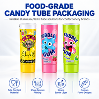 Tabung Kemasan Permen Food Grade, Wadah Aluminium Plastik dengan Tutup Ulir, Cetak UV Kustom untuk Penyimpanan Kembang Gula