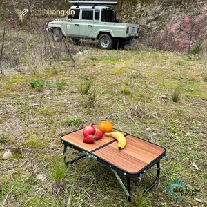 <b>Folding</b> <b>Outdoor</b> <b>Table</b> Rectangular Engineered Wood Iron Frame Minimalist Design Portable Camping Picnic Use - Product Image 4