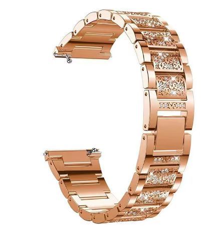 Rose Gold Stainless Steel Adjustable Milanese Mesh Watch Strap Wristband 20mm & 22mm Band with Zircons Elegant Wrist Bracelets