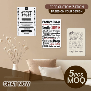 Targhe in metallo con stampa UV, campioni gratuiti, regole per la famiglia, all'ingrosso, 7.87x11.81 pollici, decorazione da parete per la casa e la cameretta dei bambini, poster in metallo - Product Image 1