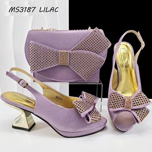 أحدث أحذية فستان الخوخ الإيطالي الكعب المنخفض بالجملة وحقيبة مطابقة مجموعة النساء على الطراز النيجيري - Product Image 5