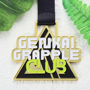 Medallas <span class=keywords><strong>de</strong></span> Jiu Jitsu <span class=keywords><strong>de</strong></span> Aleación <span class=keywords><strong>de</strong></span> Zinc Esmaltadas, Triangulares, Chapadas en Oro, Medalla Deportiva <span class=keywords><strong>de</strong></span> Metal Personalizada para Club <span class=keywords><strong>de</strong></span> Jiu-Jitsu y Grappling - Product Image 2