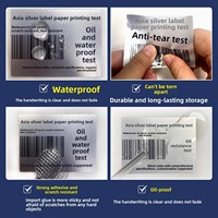 Étiquette autocollante personnalisée en PET avec logo, résistante à la température, finition mate argentée, pour équipement, avec code-barres, étiquette argentée