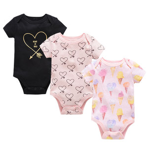 Set di 3 Pezzi <span class=keywords><strong>Abbigliamento</strong></span> per Neonati, Body in Cotone a Maniche Corte per Bambine 0-12 <span class=keywords><strong>Mesi</strong></span>, Vestiti per Neonati e Bambini - Product Image 2
