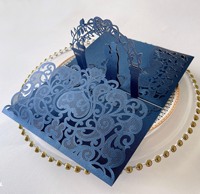 Carte d'invitation de mariage personnalisée de luxe découpée au laser en 3D et faite à la main avec enveloppe Décorations de mariage élégantes