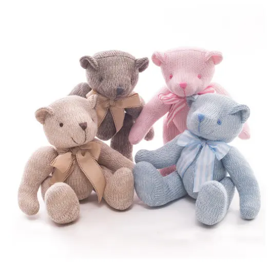28cm Bear Stuffed Animal Knitting Plush Toy Doll AdjustableJoint Toys for Children Kids Baby Christmas Birthday Gifts Dolls