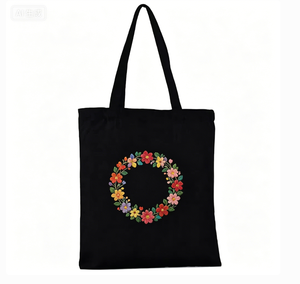 Gift Eco-Friendly Canvas Tote <b>Bag</b> Long Ribbon Rope <b>Foldable</b> Design Animal Prints Custom Logo Printing - Product Image 1