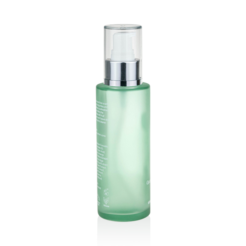 Clear matte green bottle + silver pump+clear cap