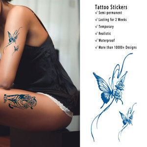 Nouveaux autocollants de <span class=keywords><strong>tatouage</strong></span> semi-permanents aux herbes, motif papillon et serpent, semi-artisanaux, pour hommes et femmes, tatouages d'armes réalistes - Product Image 6