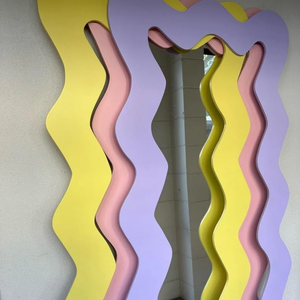 Thiết kế mới hot-bán nhà máy MDF khung sơn sóng đầy đủ chiều dài Gương trang trí nội thất gương - Product Image 2