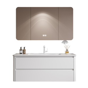 ตู้ห้องน้ำไม้เนื้อแข็งสไตล์ฝรั่งเศสพร้อมอ่างล้างหน้าแบบรวมในตัว - Product Image 5