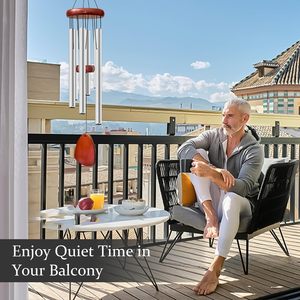 28-inch silver aluminum-wood music <b>wind</b> <b>chime</b> is outdoor waterproof and suitable for outdoor, garden and courtyard decoration - Product Image 3
