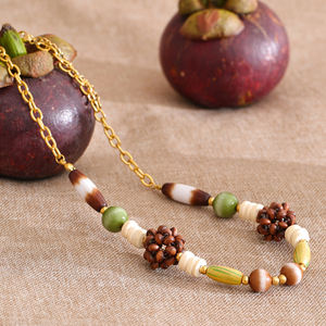 قلادة خرز خشبية يدوية الصنع عالية الجودة من XY 2018 مع سلسلة من الفولاذ المقاوم للصدأ للهدايا - Product Image 5