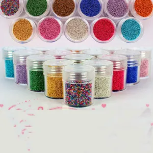 Hot Sell Candy Colors Round Shape Crystal Rainbow Nail Art Mix Shape Fancy Glass Caviar Beads Nail Art