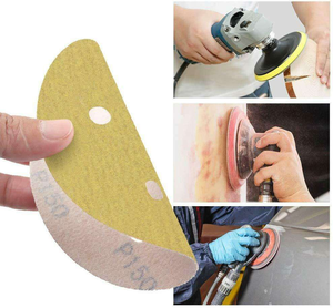 Papel de <span class=keywords><strong>lija</strong></span> superrecubierto de arena dorada <span class=keywords><strong>Circular</strong></span> de 6 agujeros de 5 pulgadas, herramienta abrasiva con respaldo de fieltro de arena amarilla de 125mm - Product Image 6