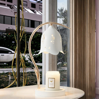 Lampu Meja Aromaterapi Lilin Elektrik Penghangat Minyak Esensial, Lampu Putih Hangat Dapat Diredupkan, Ramah Lingkungan, Berbahan Logam Mawar, Desain Elegan untuk Rumah Baru