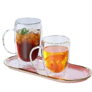 Vente chaude 250ml/350ml/450ml tasses à café à double paroi transparentes <span class=keywords><strong>tasse</strong></span> en <span class=keywords><strong>verre</strong></span> avec poignée - Product Image 4