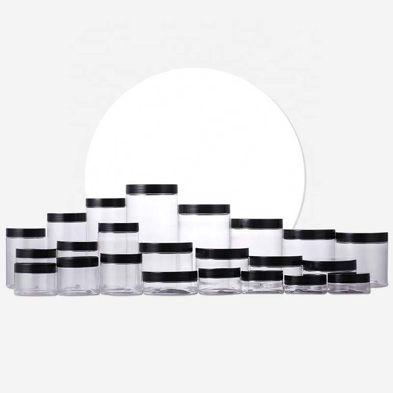 Custom Food Grade Empty Cosmetic Body Scrub Facial Cream Container Pet Clear 30ml 100ml 4oz 8oz 500ml Plastic Jar with Lid