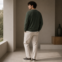 Pull tricoté épais pour homme, coupe ample, col rond, en coton biologique, style décontracté, côtelé