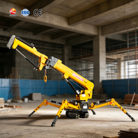Mini-grue araignée hydraulique de 3 tonnes, grue télescopique sur chenilles, machine de levage télécommandée pour l'installation de vitres en intérieur