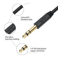 Hi-Fi-Sound 6,35mm Klinkenstecker TRS 1/4 Zoll Stereo PVC Audio-Verlängerungskabel Stecker auf Buchse 24K Vergoldet für Kopfhörer