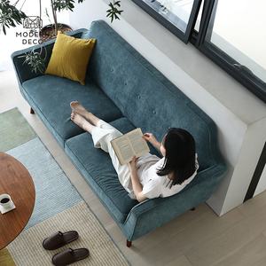 Upolstery कपड़े सोफे के लिए इनडोर कैफे कॉफी दुकान cauch caoch फर्नीचर लकड़ी के आधार 2 सीटर बटन गुच्छेदार loveseat - Product Image 2