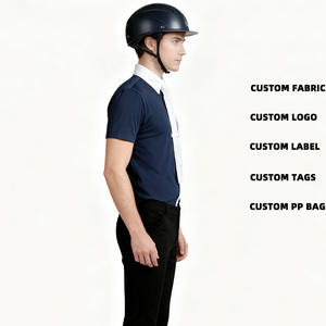 Chemises d'équitation pour hommes personnalisées, manches courtes, respirantes, anti-transpiration, col polo, vêtements d'équitation pour compétition - Product Image 2