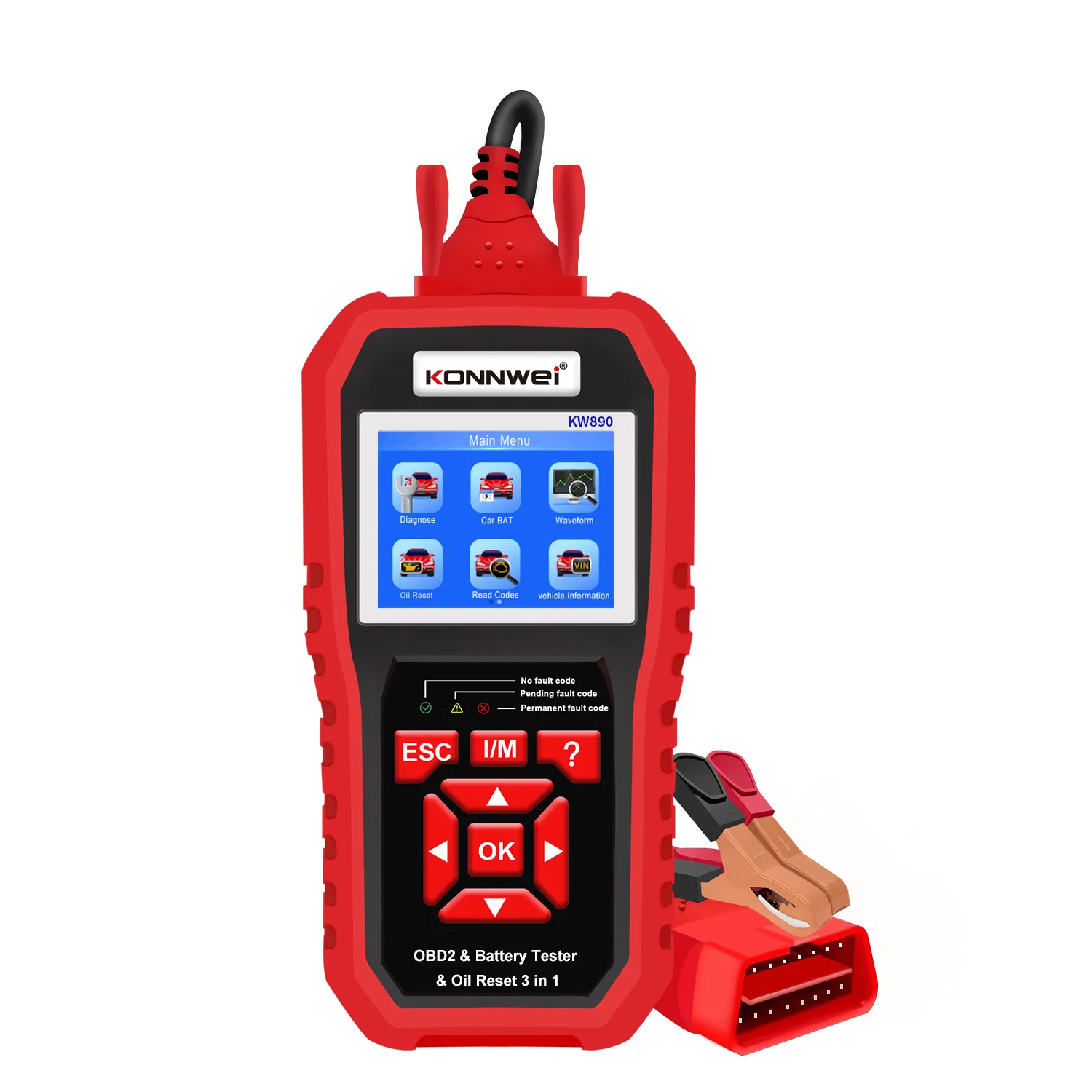 Konnwei Fabrikant Kw890 Auto Scanner Dpf Diagnostische Tool Obd 2 Bluetooth Scanner Alle Auto 'S 12V Lood Zuur Batterij Tester