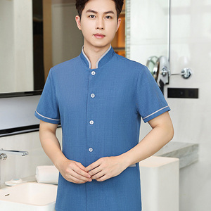 Broderie Hôtel Restaurant Réceptionniste Logo Personnalisé Room Service Nettoyage Ménage Personnel Uniforme Nettoyant Chemise À Manches Courtes - Product Image 5