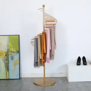 Alta Qualidade Metal Floor Toalha Cachecol Lenço De Seda Calças Roupas Display Stand Hanger Round Holder for Clothing Store