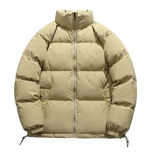 Unisex Hooded Puffer Jacket Solid Color Zipper Closure Windproof Anti-UV Eco-Friendly <b>Thick</b> Polyester Filling Casual <b>Winter</b> <b>Coat</b> - Product Image 3