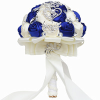 S0322 2023 nouveau décor de mariage floral soie rose avec ruban de satin cristal bouquet mariée tenant bouquet de fleurs