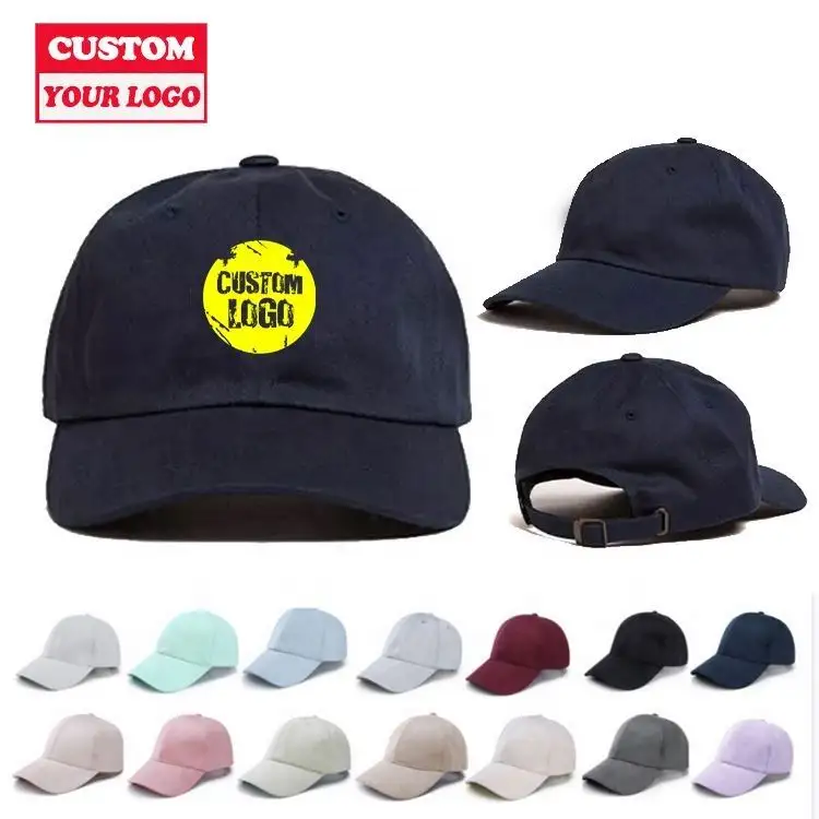 100% katun kain kepar Gorras dibuat bordir 6 Panel topi bisbol dua warna merah biru Logo kustom topi ayah topi lembut