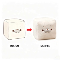 Peluche Super Douce en Forme de Tofu, Adorable Jouet en Peluche en Forme de Phoque, Bloc Carré, Animal en Peluche Rembourré en Coton PP, Anti-Stress, Doublure en Maille Brodé