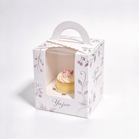 Boîte à gâteau carrée écologique 10x10x5 pouces avec fenêtre transparente – Boîte à pâtisserie auto-élevante en papier blanc biodégradable avec gaufrage pour donuts