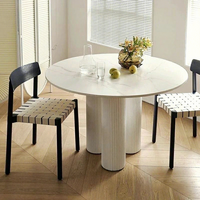 Nouvelle tendance, prix abordable, table à manger circulaire moderne minimaliste en pierre, plateau en quartz blanc pour la maison, la cuisine, le restaurant