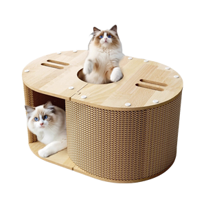 Nieuw Ovaal Golfkarton Kat Krabber Huis Met Tunnelgat Grote Kat Krabber <span class=keywords><strong>Lounge</strong></span> Spelen Luxe Kat Krabbord - Product Image 1