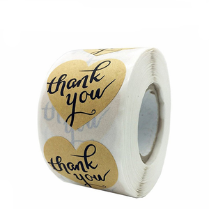 Hoja de oro de impresión de vinilo etiqueta engomada de la etiqueta de forma de <span class=keywords><strong>corazón</strong></span> <span class=keywords><strong>gracias</strong></span> pegatinas para embalaje - Product Image 3