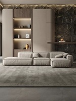 Canapé sectionnel convertible en tissu style Wabi Sabi, design double face, revêtement en coton et lin, grande combinaison modulable