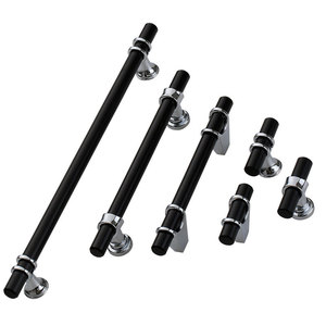 Black Chrome Cabinet Bar Handle 6816 Minimalist <b>Wardrobe</b> Furniture Hardware - Product Image 3
