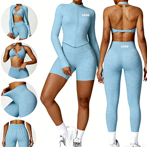 Set da Yoga in 3 Pezzi OEM di Alta Qualità, Abbigliamento Sportivo ad Asciugatura Rapida per Donne, Completo Elasticizzato per Fitness e Palestra - Product Image 1