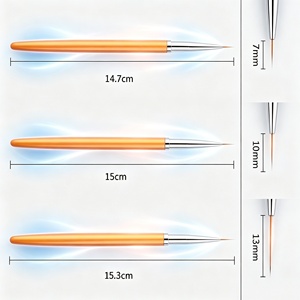 3 Pcs Nylon Nail Art Brush Liner Painting Pen Builder Flat Drawing Manicure Tools UV+LED Curing - Product Image 2