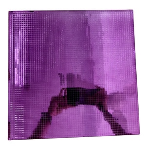 Petite tuile de verre miroir noire, boule disco miroir, autocollant mural en verre, autocollant mural en verre carré - Product Image 5