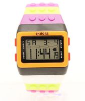 10 pcs/lot unisexe arc-en-ciel hommes femmes en plastique grande montre numérique bonbons nuit éclairer étudiants étanche alarme Bracelet montres