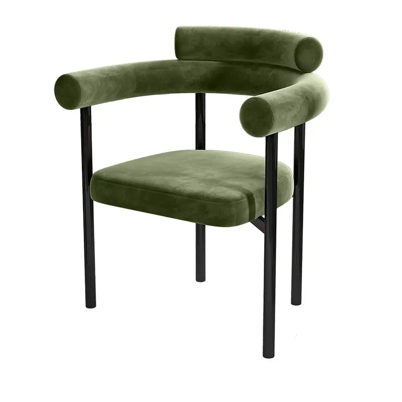 Neustil Esszimmermöbel Esszimmerstühle modern luxuriös italienischer Samtstoff Esszimmerstuhl mit Metall-Eisenbeinen
